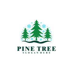 Winter Pine Tree logo design vector. Creative Pine Tree logo concepts template