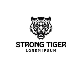 Tiger head silhouette. monochrome vector