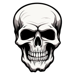 Human skull vector illustration. Halloween symbol of death, skeleton head, day of the dead.