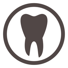 Tooth black icon. Round dental clinic symbol