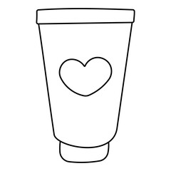 tube cream line heart cosmetics icon element