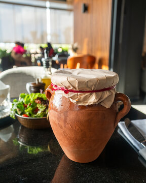 Delicious traditional Moroccan Tanjia dish, served with Moroccan tea ,salad and bread