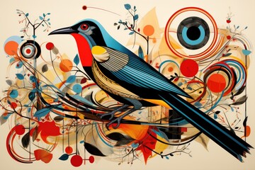 Exotic birds and their contours in graphic abstraction 