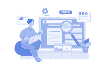 SEO Monitoring Illustration concept on white background