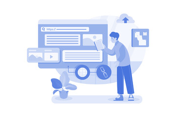 Link Building Illustration concept on white background