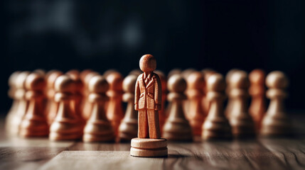 a leader strategically maneuvering chess pieces on a board, symbolizing their visionary approach and strategic thinking to drive the success of their business.