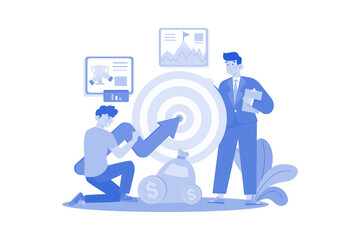 The business team is setting ambitious business goals to drive growth and success.