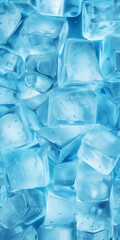 Ice cubes bluish background. Frozen water. Cold fresh concept. Generative AI