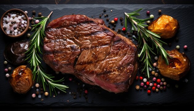 Ribeye steak from marbled beef medium rare, ribeye beef steak grilled perfectly