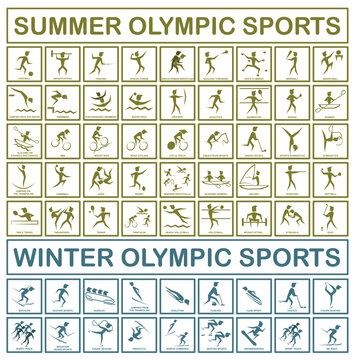 Olympic sport. Set of sports icons. Icons of all types of Olympic sports.