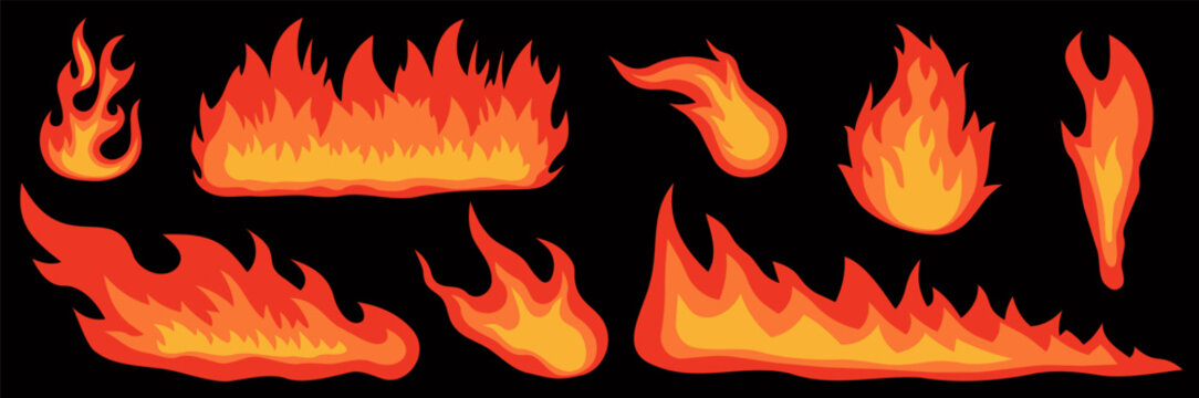 Bright fire for the background. Types of fire. Small and big fire. Fire and fireball.