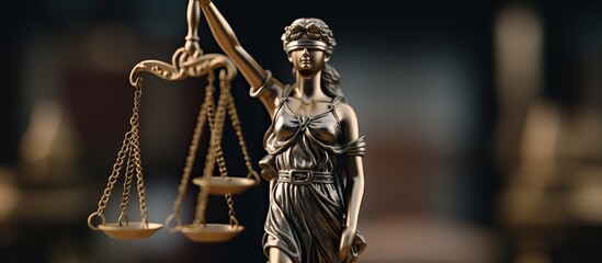 Law and justice concept. Statue of justice and scales of justice.