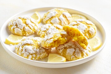 Homemade lemon crinkle cookies