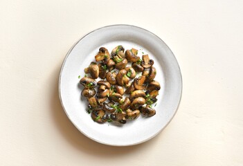 Cooked mushroom with greens