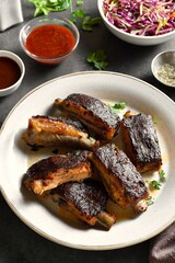 Pork ribs on plate