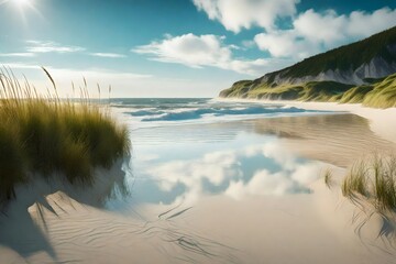 Beautiful nature on the dune beach, North Sea.