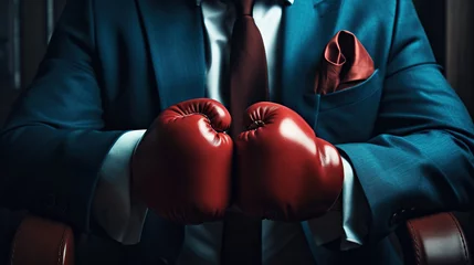 Poster businessman wearing boxing gloves © iwaart