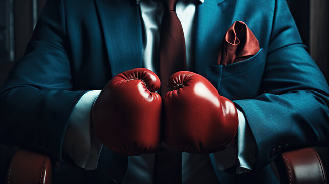 businessman wearing boxing gloves