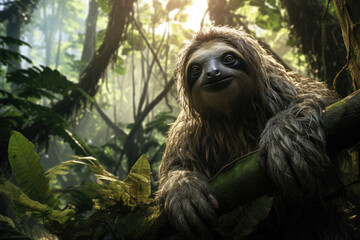 Fototapeta premium sloth in the rainforest