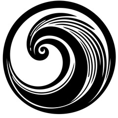 Black and white illustration of psychic waves, spiral pattern, zebra lines, illusion art