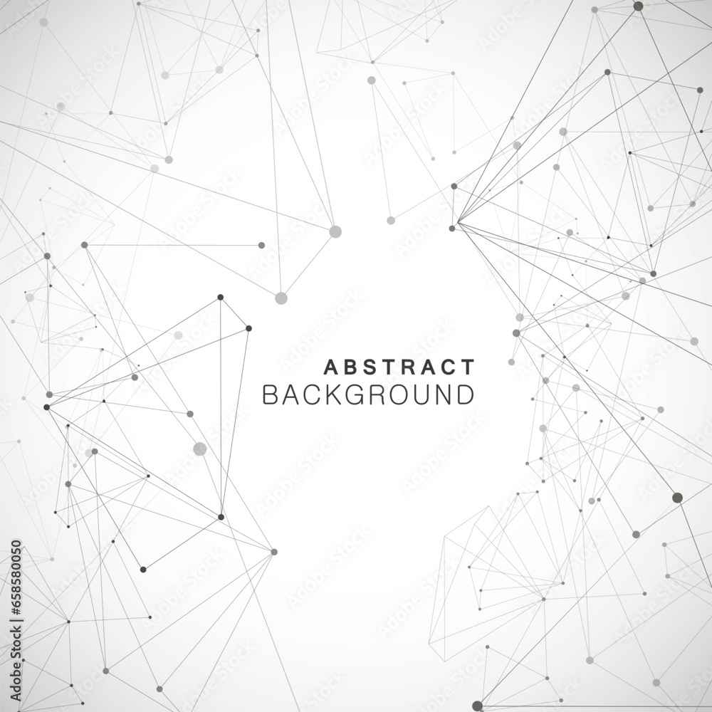Aufkleber Network science polygonal triangle. Digital node tech connection. Polygon space element. Geometric wallpaper line background