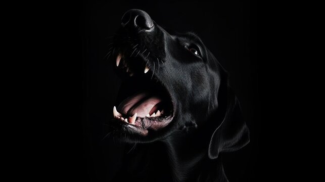 Black dog licking his lips