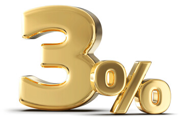 Obraz premium 3 Percent Sale Discount - 3d Gold Number Discount