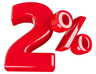 2 Percent Sale Discount - 3d Red Number Discount