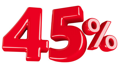 45 Percent Sale Discount - 3d Red Number Discount