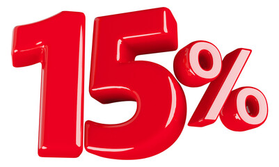15 Percent Sale Discount - 3d Red Number Discount