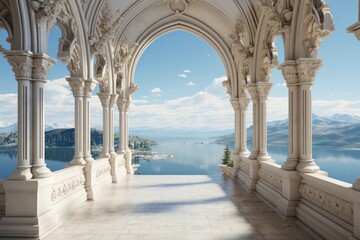 white arch with sea view in the island