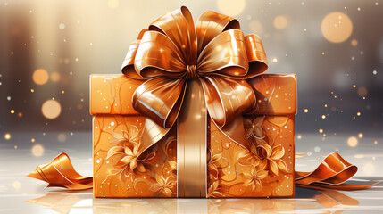 New Year's gold gift box white background vector - obrazy, fototapety, plakaty