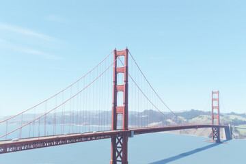 The iconic Golden Gate Bridge spanning the entrance to San Francisco Bay, California, USA. With its vibrant orange-red color and majestic presence, this engineering marvel is not only a transportation