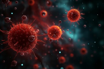 ウイルス・細菌・微生物・免疫システムのイメージ（COVID-19, コロナウイルス）