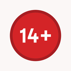 14+ Age Restriction Icon - Teenager Access, PG-14 Rating, Youth-Friendly Design - Suitable for Older Teens