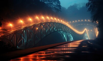 The ethereal beauty of the bridge made of light mesmerized all who gazed upon its radiant glow.