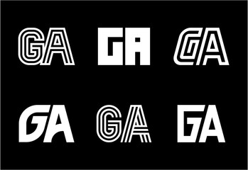 Set of letter GA logos. Abstract logos collection with letters. Geometrical abstract logos