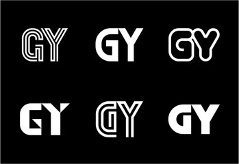 Set of letter GY logos. Abstract logos collection with letters. Geometrical abstract logos