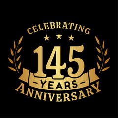 145th anniversary celebration design template. 145 years vector and illustration.