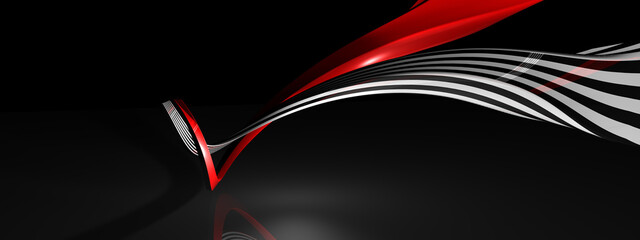 black and red lines, 3d rendering