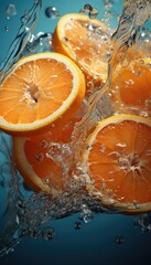 orange slices in water splash