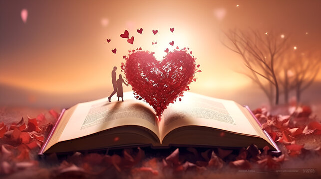 open book with heart and light