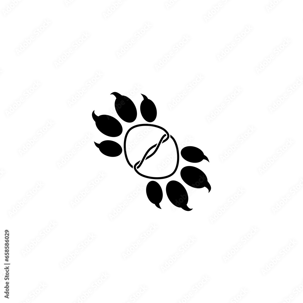 Poster paw print logo icon isolated on transparent background