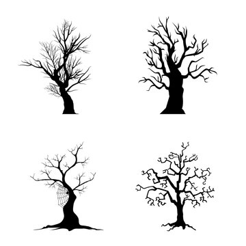 tree silhouette vector, Helloween tree, spooky