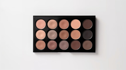 An elegant mockup of a cosmetic palette isolated on white background top view.