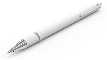 A high-quality mockup of a branded pen with logo isolated on white background top view.