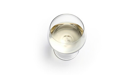 A high-quality mockup of a wine glass with customizable design isolated on white background top view.