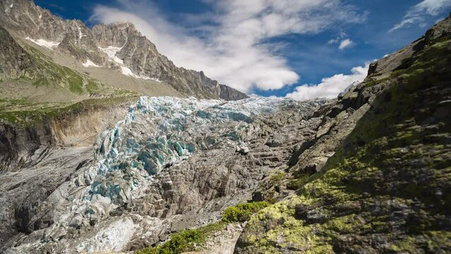 View over the French Alps around Mont Blanc above Chamonix Time-Lapse