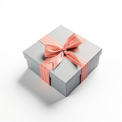 A detailed mockup of a gift box with ribbon isolated on white background top view.