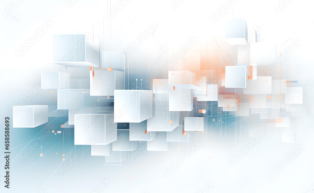 Poster digital technology white 3d geometry abstract graphics background.
